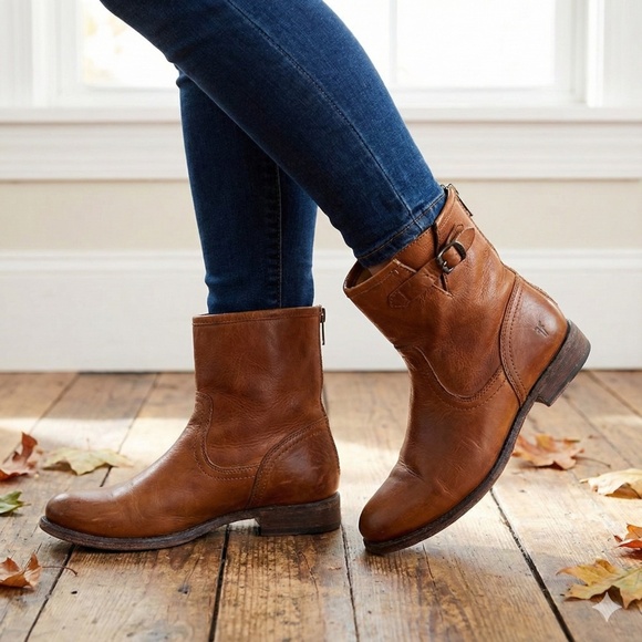 Frye Shoes - Frye Tan Leather Ankle Booties